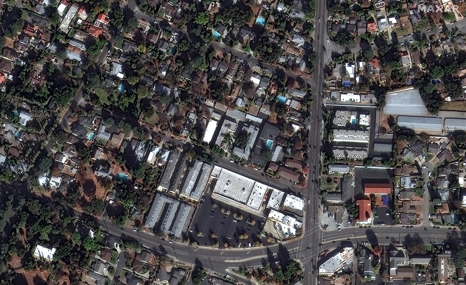 Satellite image taken on 6 January before the fires in Altadena, Los Angeles, California.