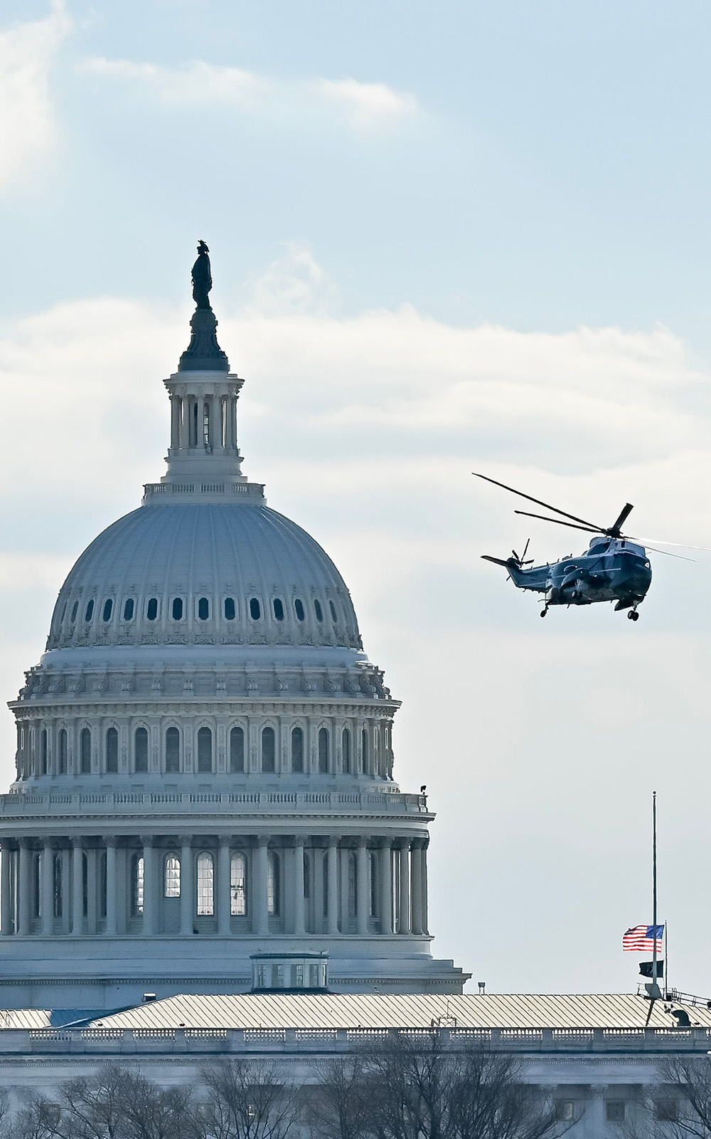 A US Marine helicopter carrying former US President Joe Biden departs the US Capitol