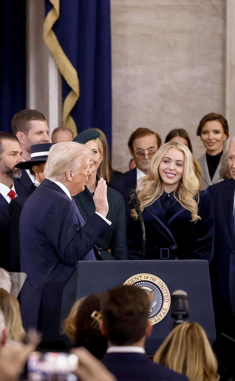 US Supreme Court Chief Justice John Roberts administers the presidential oath to Donald Trump in the rotunda of the United States Capitol in Washington DC