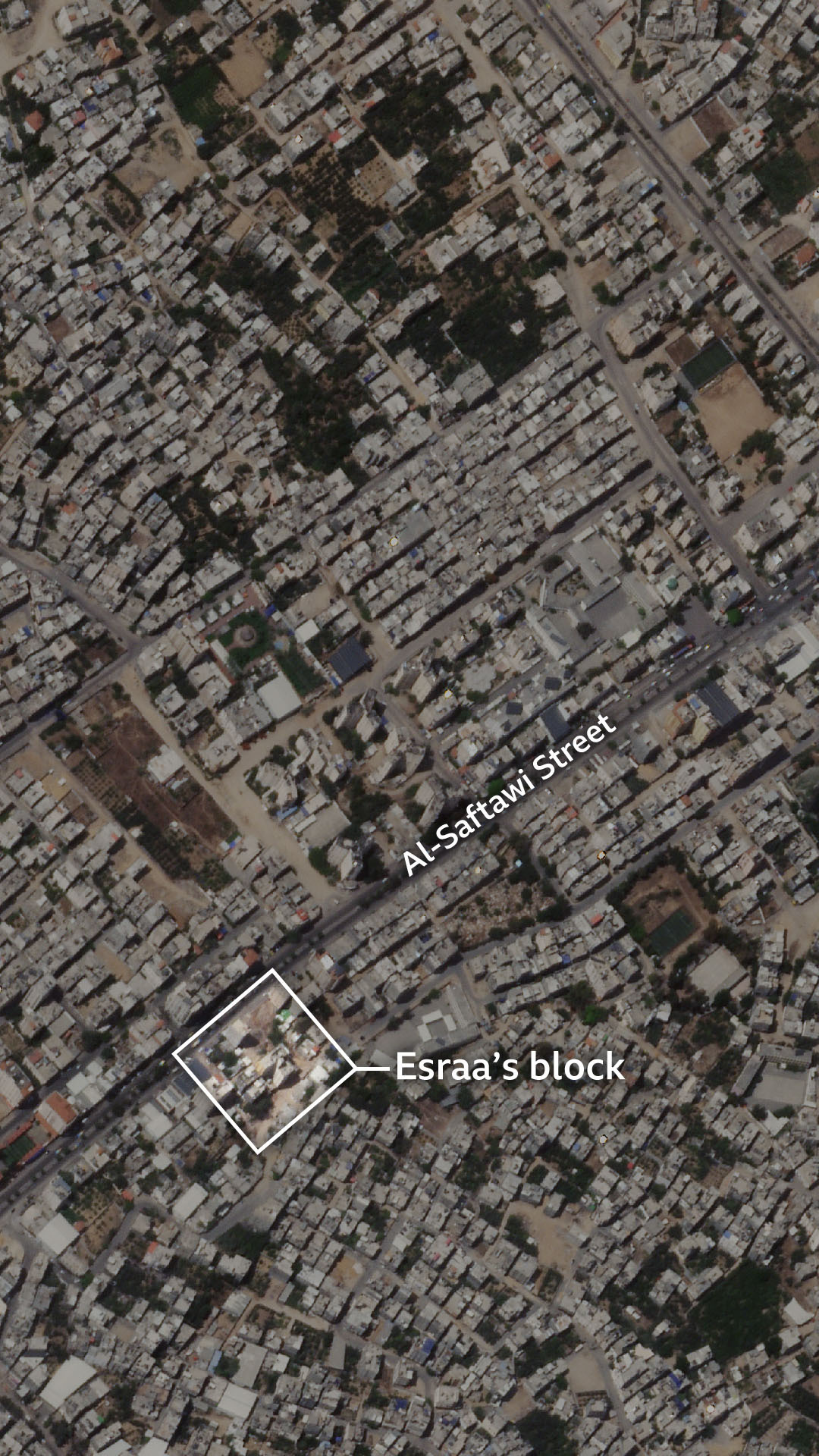 Satellite image of al-Saftawi neighbourhood in 2023