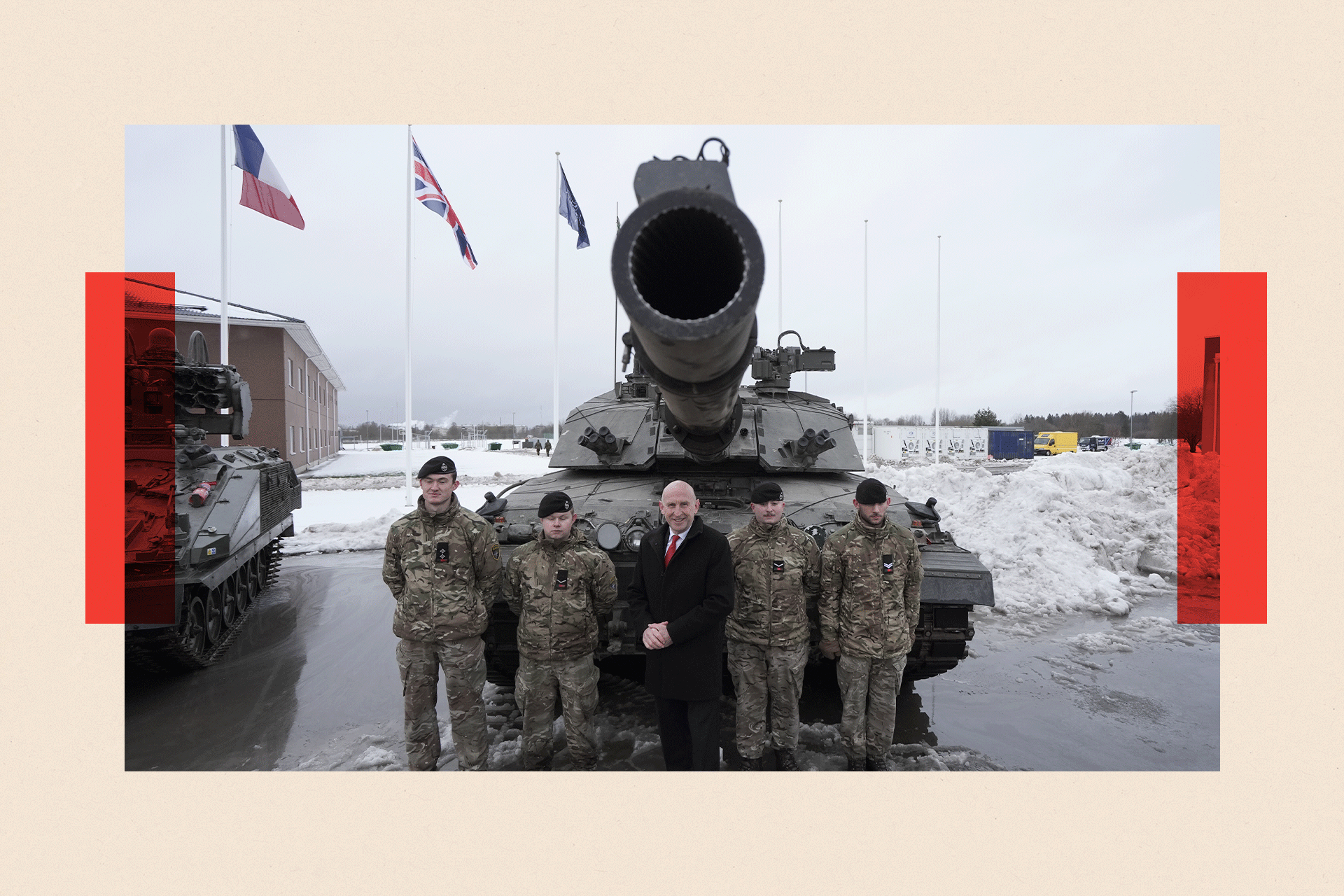 British Defence Secretary John Healey meets British personnel at the Tapa military base on December 19, 2024 in Tapa, Estonia