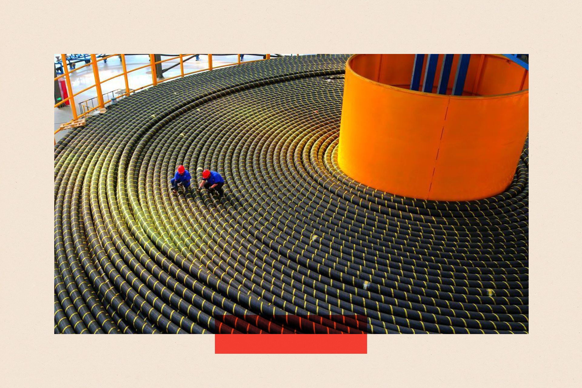 Employees produces submarine cables at Qingdao Hanhe Cable Co Ltd. in Shandong province in China