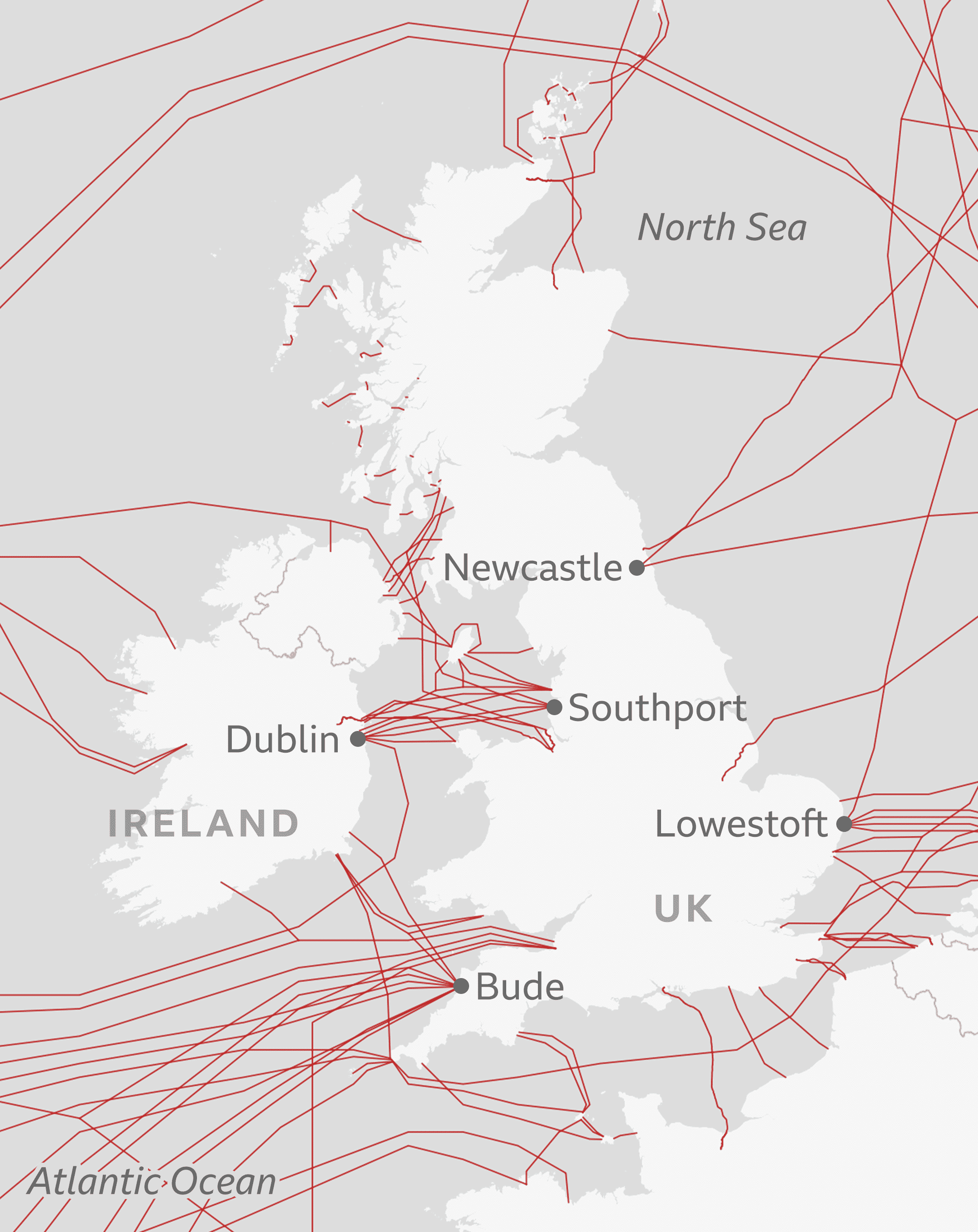 Map of the UK's submarine cables