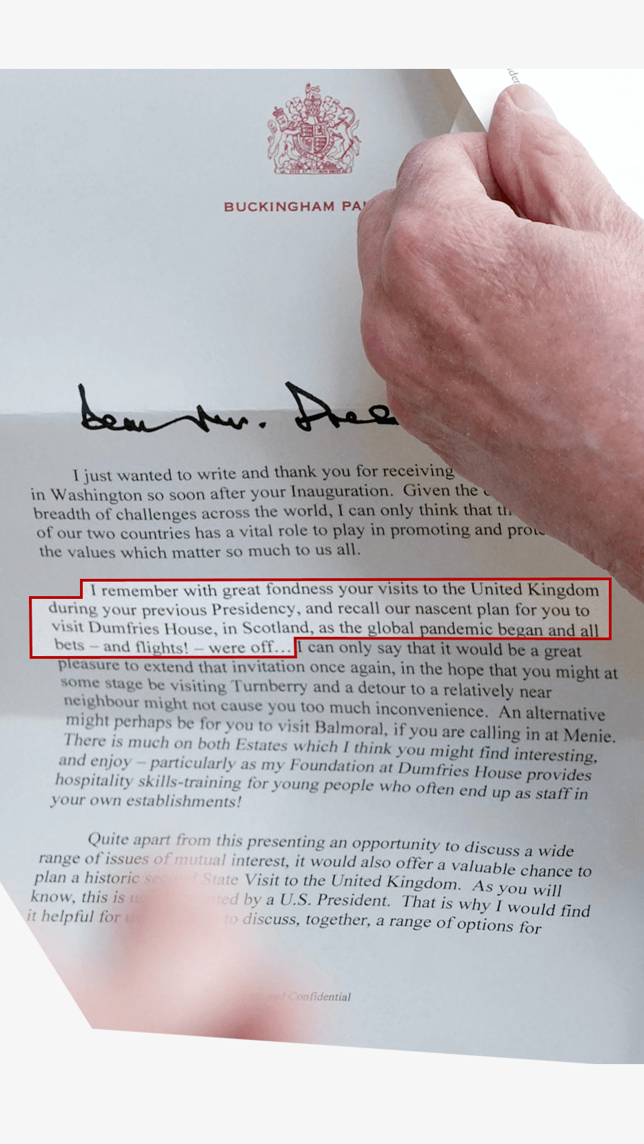 I remember with great fondness your visits to the United Kingdom during your Presidency, and recall our nascent plan for you to visit Dumfries House, in Scotland, as the global pandemic began and all bets - and flights! - were off...