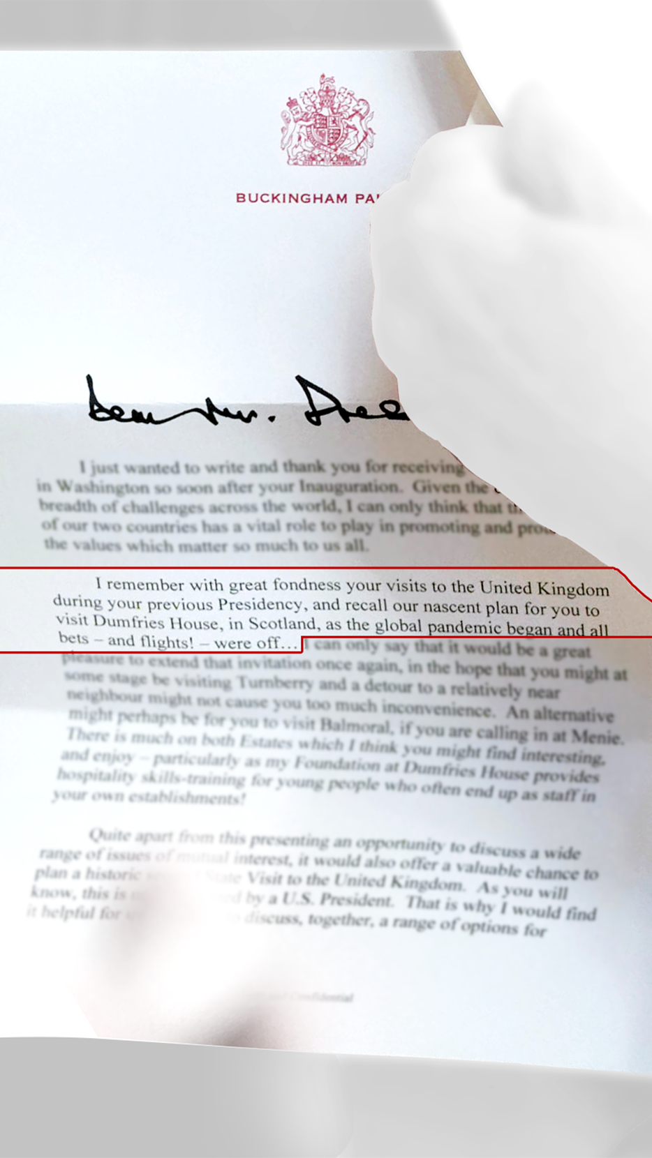 I remember with great fondness your visits to the United Kingdom during your Presidency, and recall our nascent plan for you to visit Dumfries House, in Scotland, as the global pandemic began and all bets - and flights! - were off...