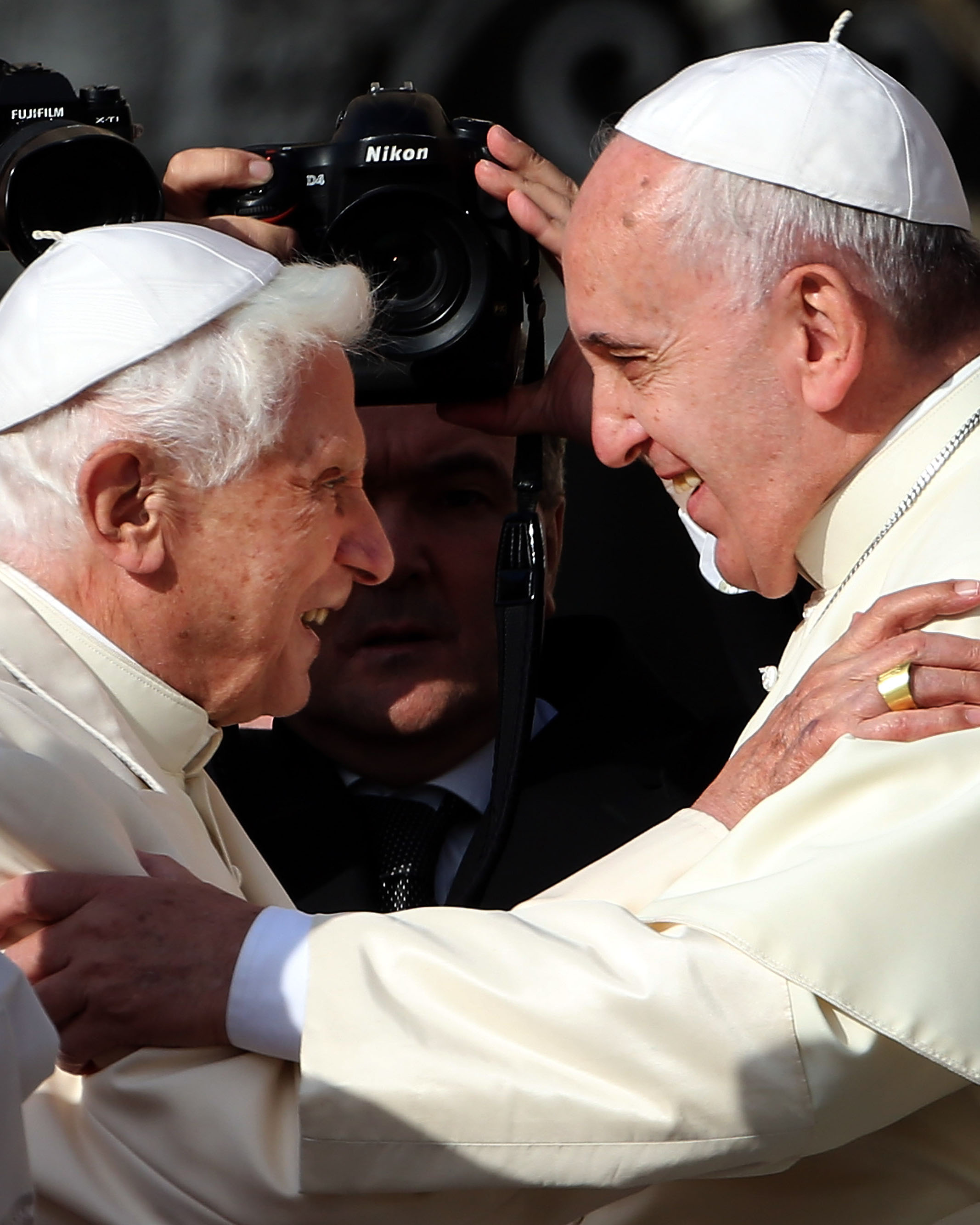 Pope Benedict with Pope Francis