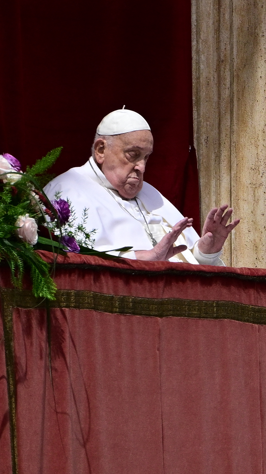 Pope Francis on the main balcony of St. Peter's Basilica on Easter Sunday