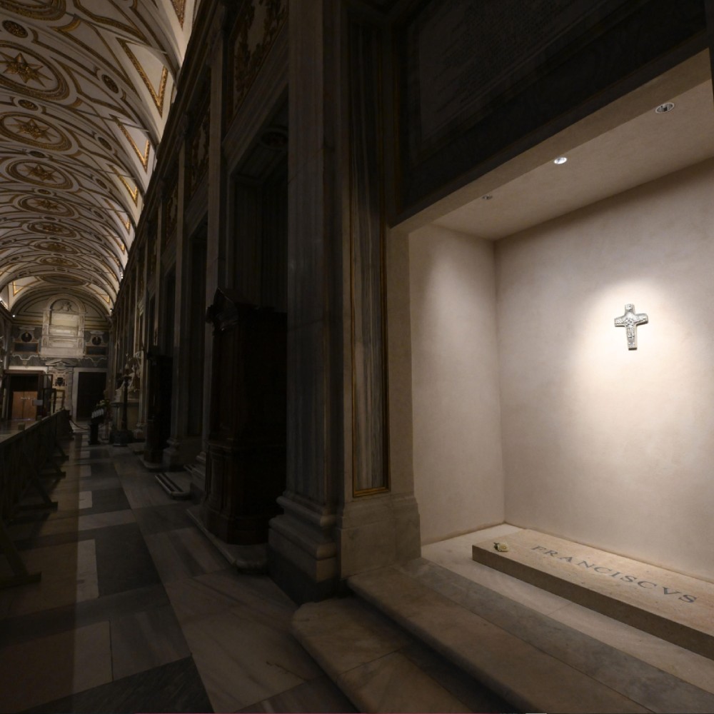 Pope Francis' tomb in the Papal Basilica of Saint Mary Major in Rome, Italy