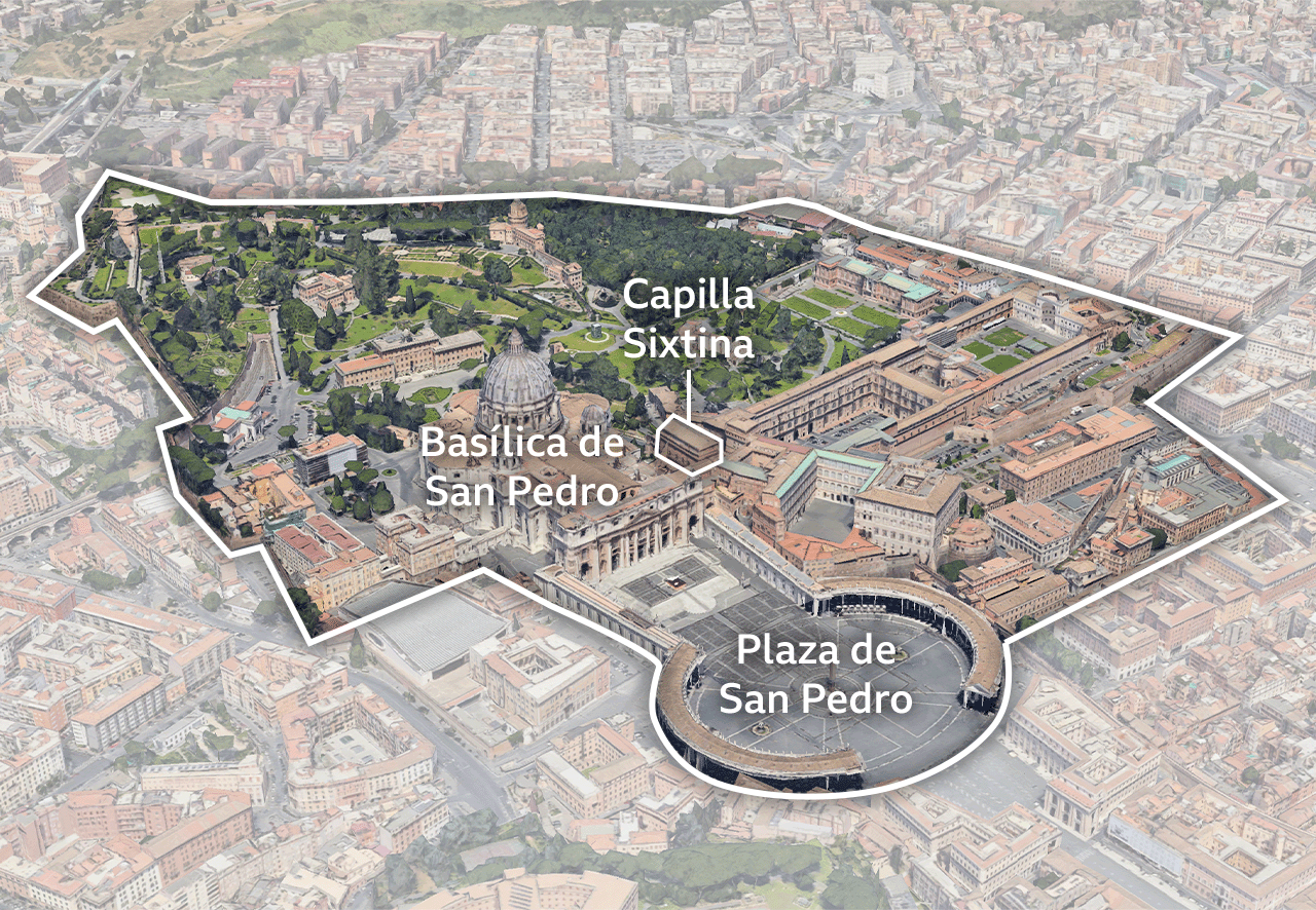 Mapa con la ubicación de la Capilla Sixtina en la Ciudad del Vaticano