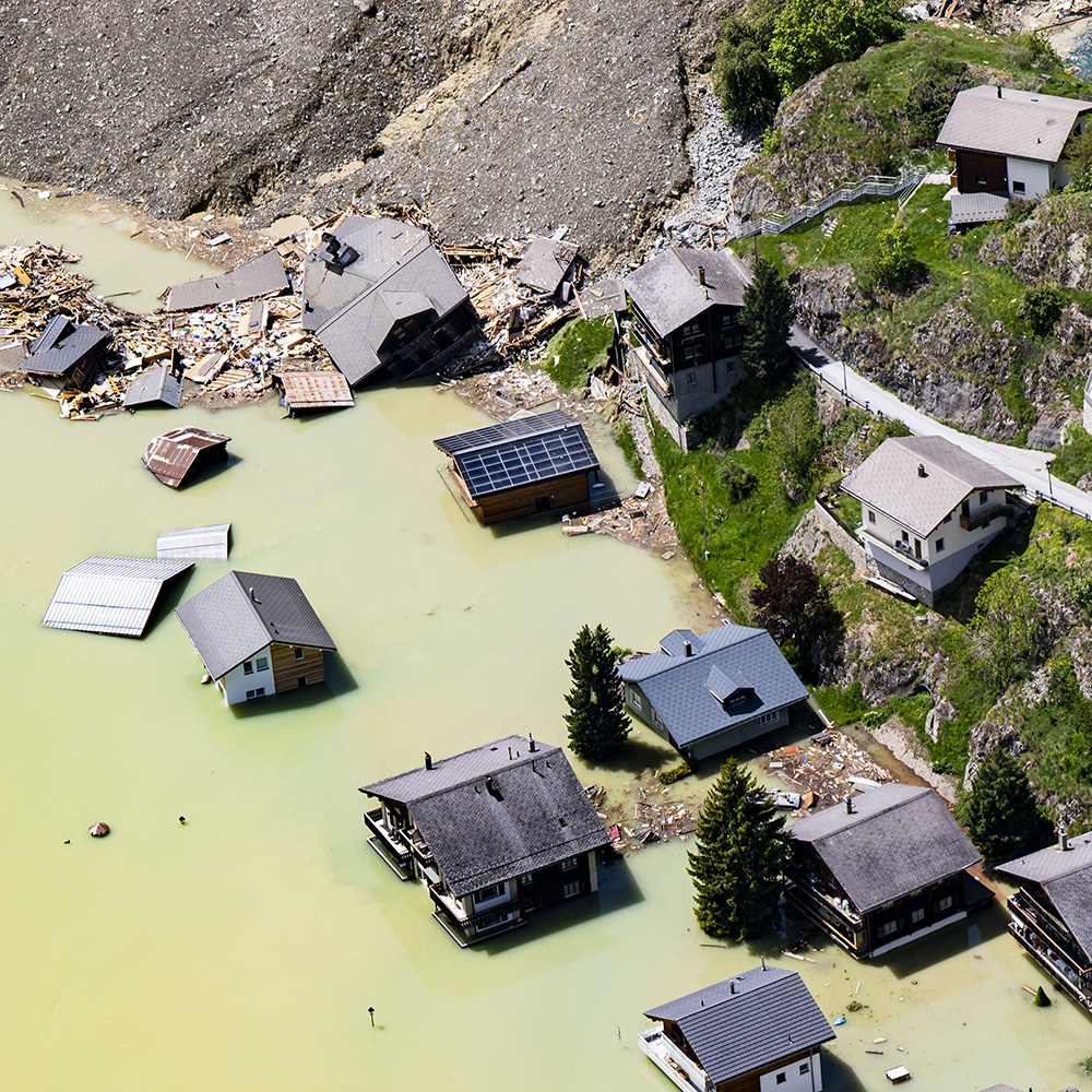 Close-up of houses in Blatten