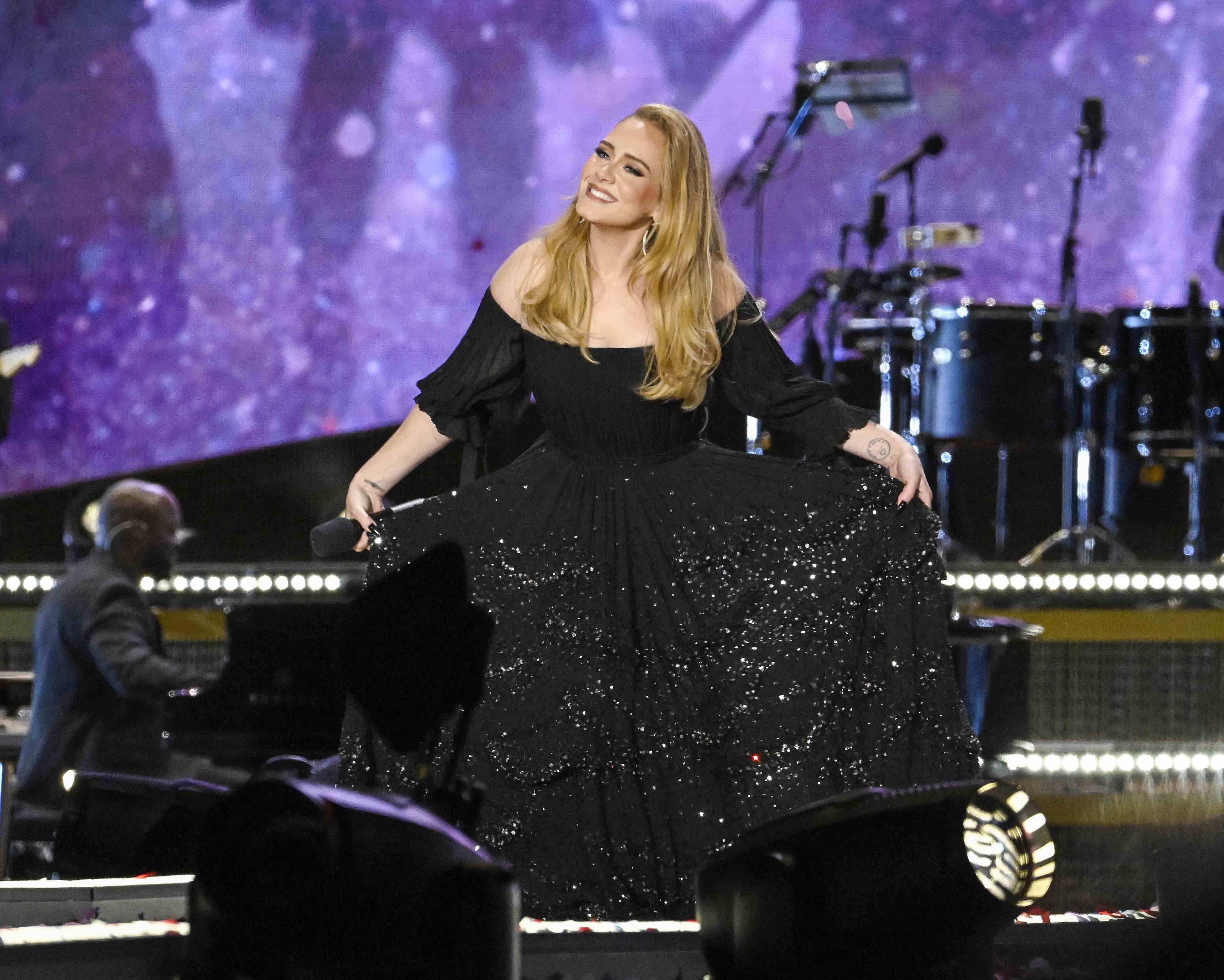 Adele performing in London