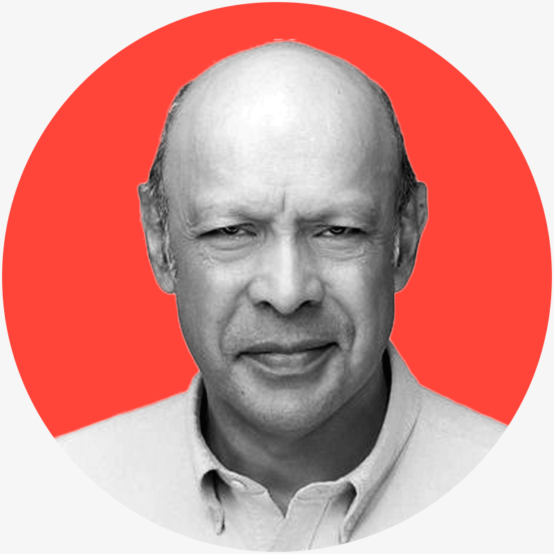 A black and white crop of Pallab Ghosh in an orange circle.