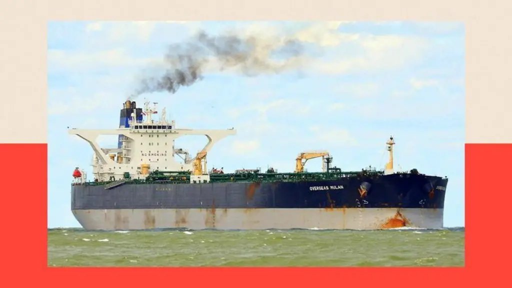 Montage image showing the silhouette of the Panamanian-flagged crude oil tanker Nord Star