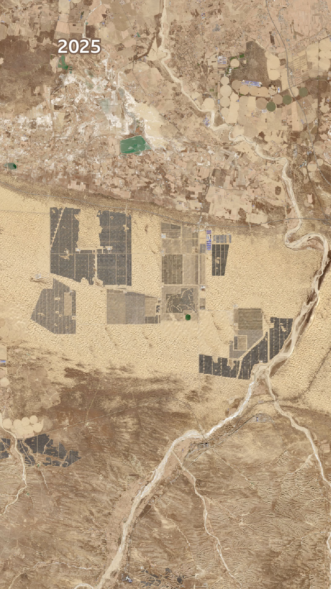 2025年的同一片沙漠,如今已被大片太陽能板覆蓋