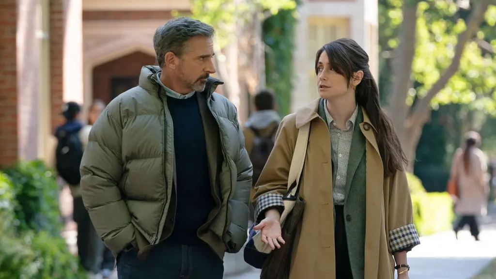 Charly Clive, Connie Britton and Steve Carell in Rooster (Credit: HBO Max)