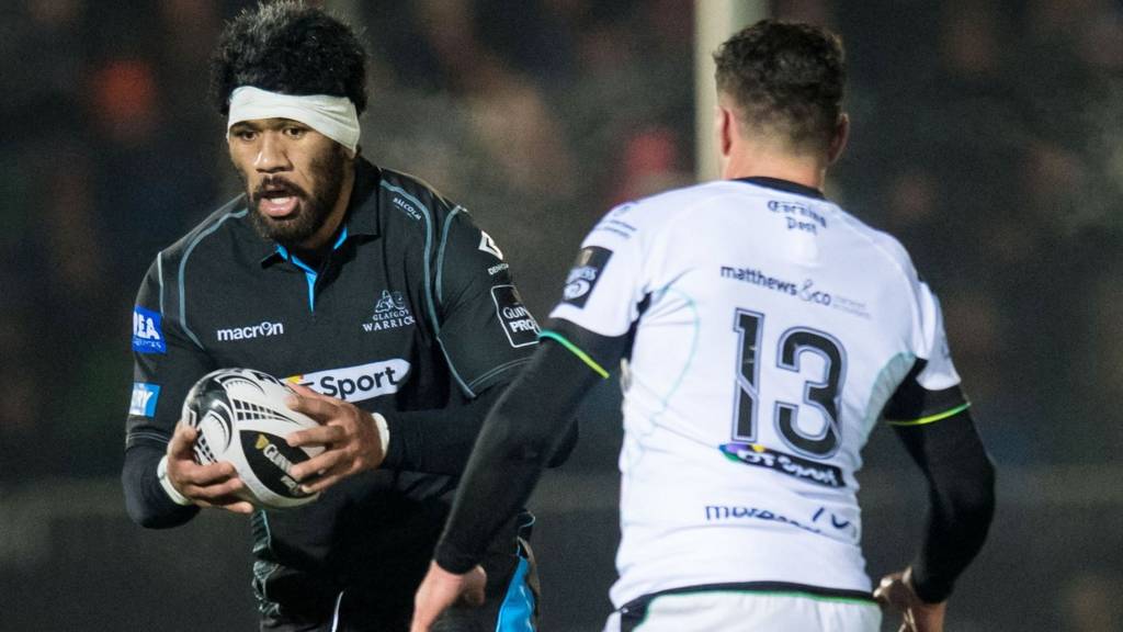 Brian Alainu'uese playing for Glasgow against Ospreys