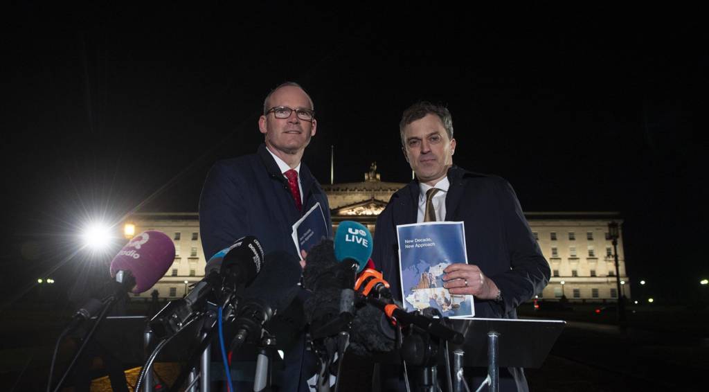 Simon Coveney and Julian Smith at Stormont on Thursday