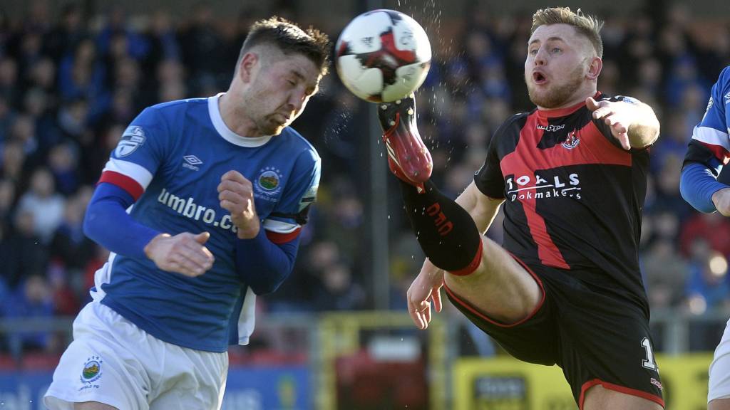 Action from Linfield against Crusaders