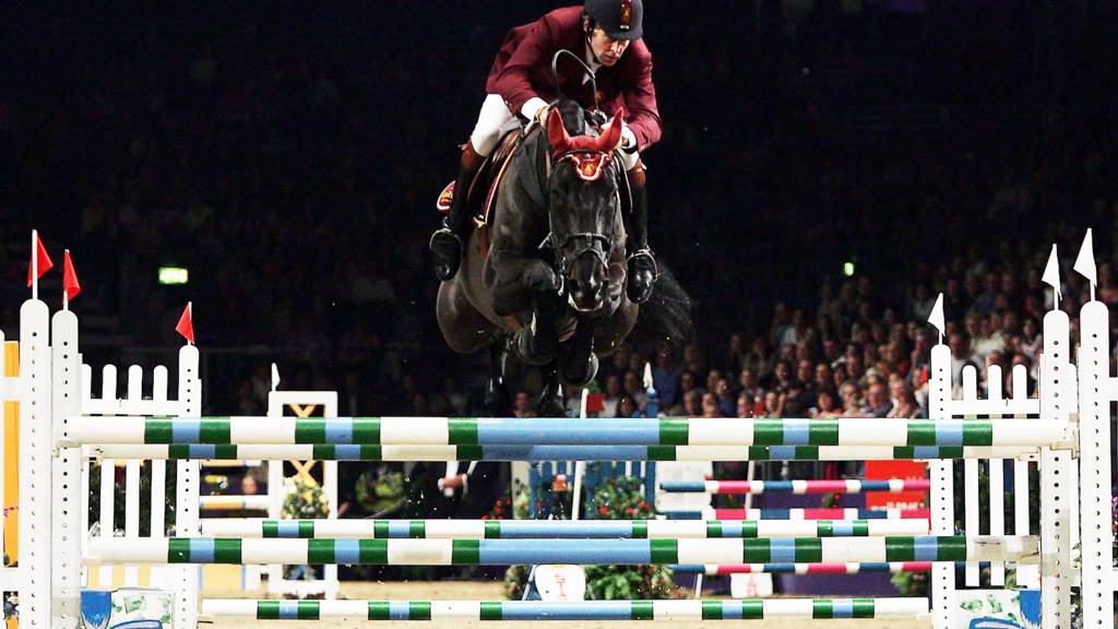 Nick Skelton of Great Britain in action