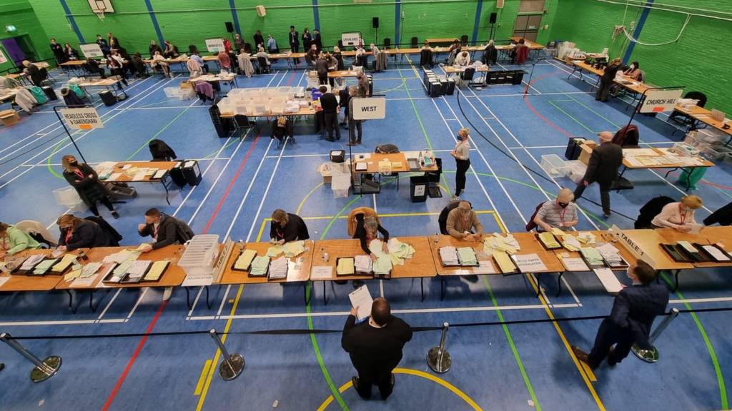 Votes being counted in Redditch, Worcestershire