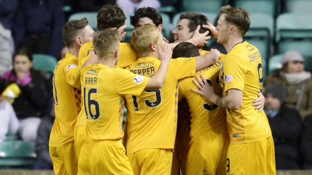 Greenock Morton players celebrating