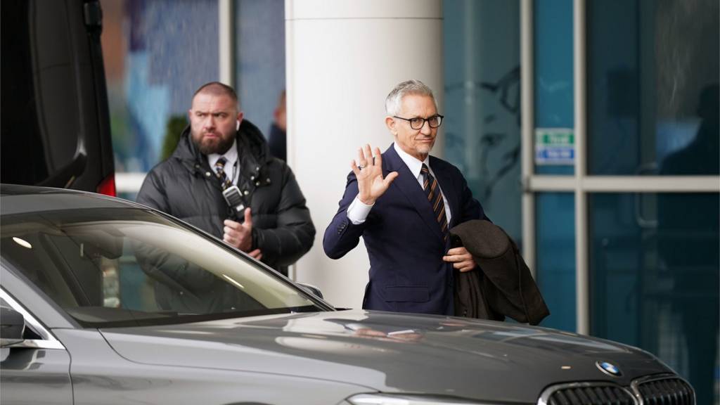 Gary Lineker arriving ahead of the Premier League match at the King Power Stadium