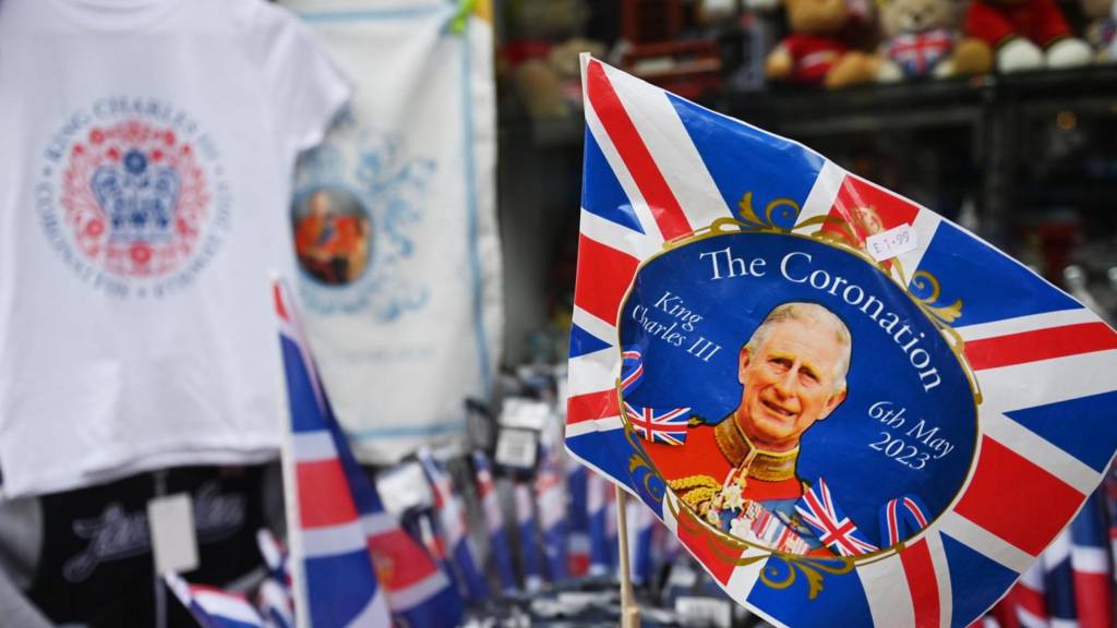 Royal themed souvenirs and paraphernalia at a store in Windsor