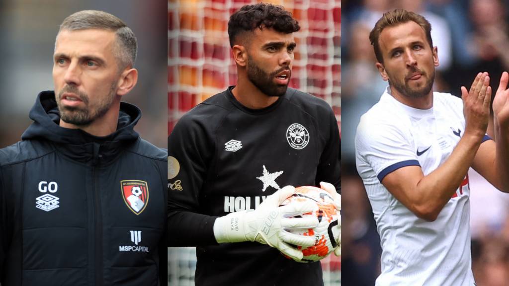 Gary O'Neil, David Raya and Harry Kane