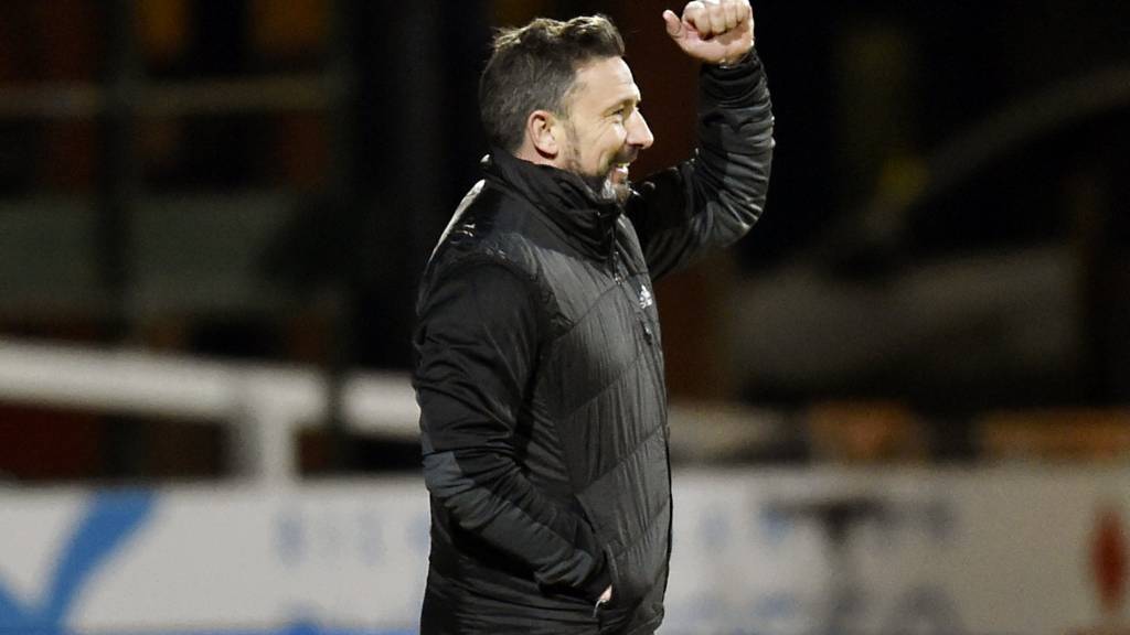 Aberdeen manager Derek McInnes celebrates