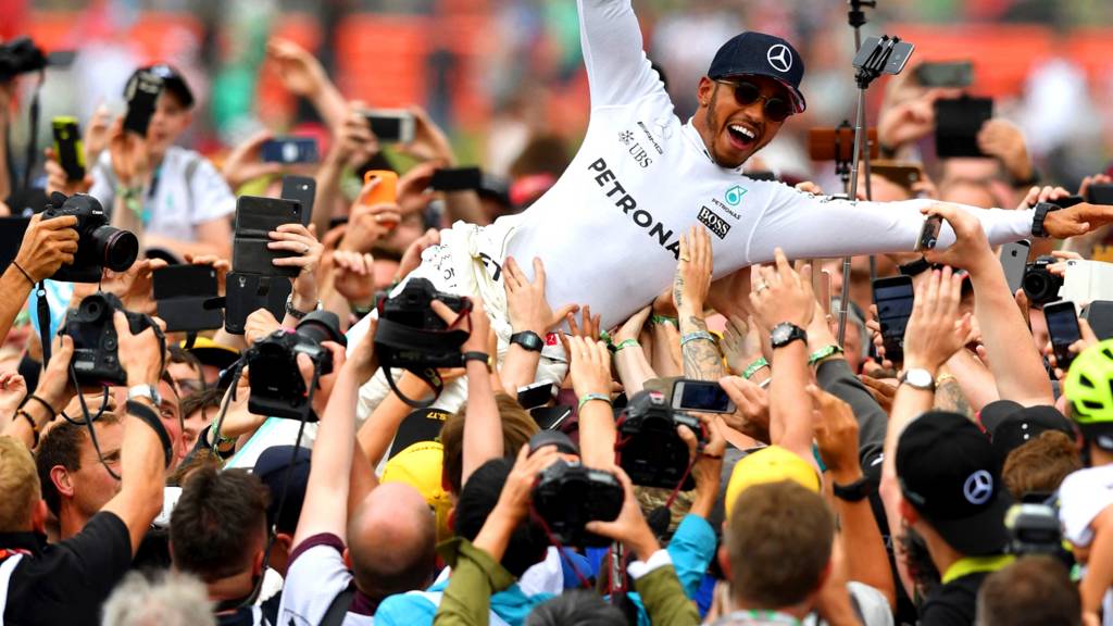Lewis Hamilton celebrates