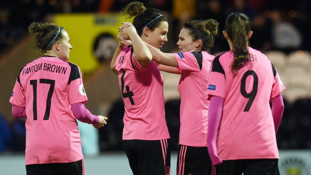 Scotland women celebrating