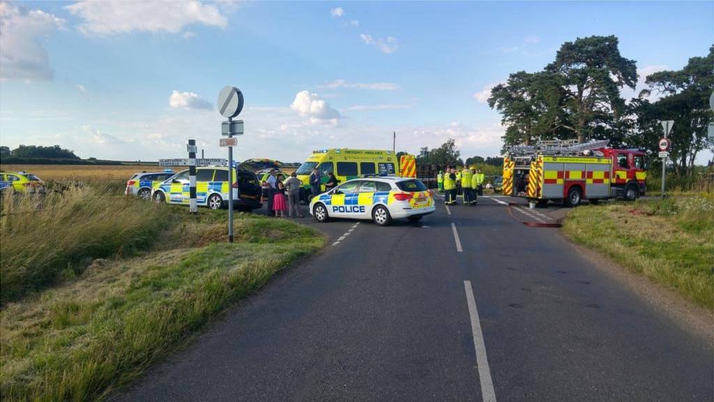 Scene of Oundle school bus crash