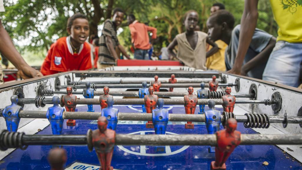 People playing table football in Ethiopia