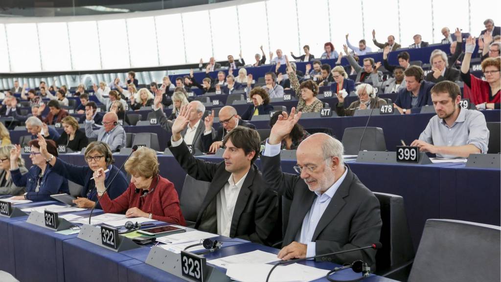 MEPs voting during a European Parliament plenary