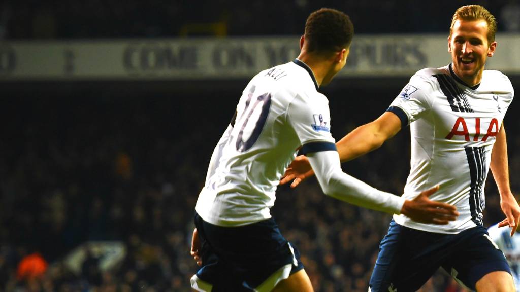 Harry Kane celebrates scoring for Tottenham