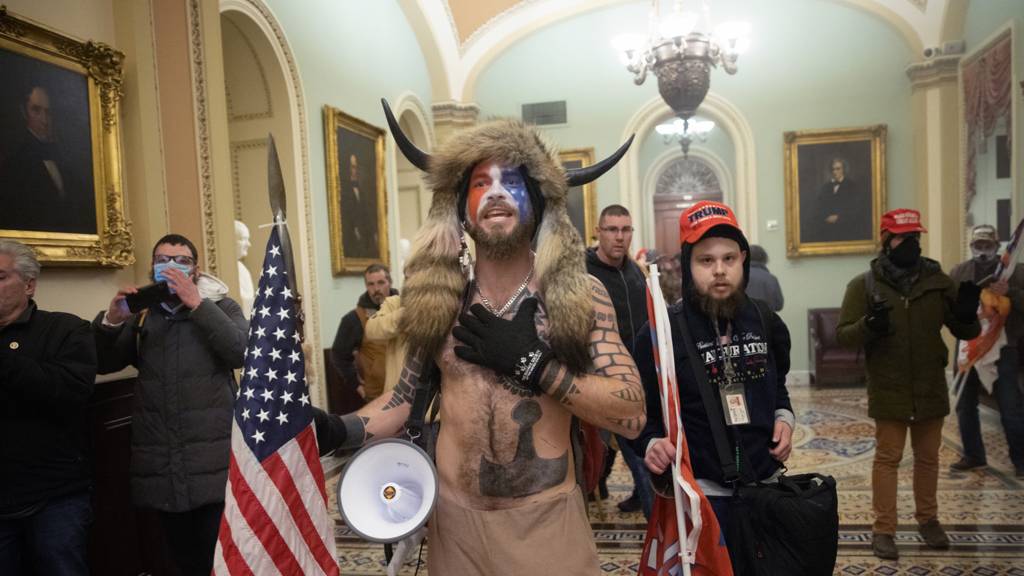 Rioters in the US Capitol on 6 January 2021