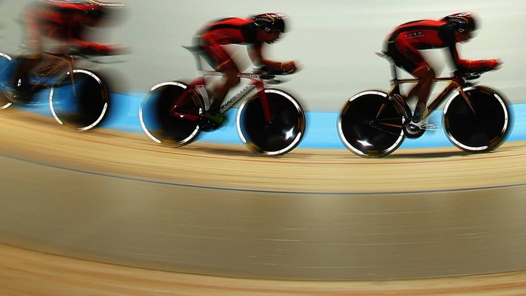 Cyclists in Velodrome