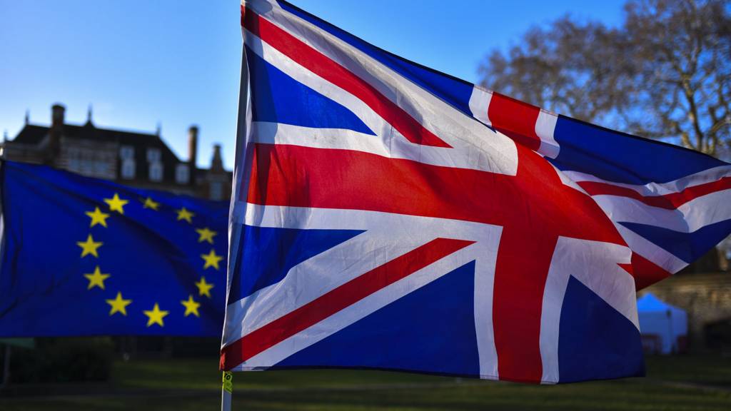 European Union and British flags