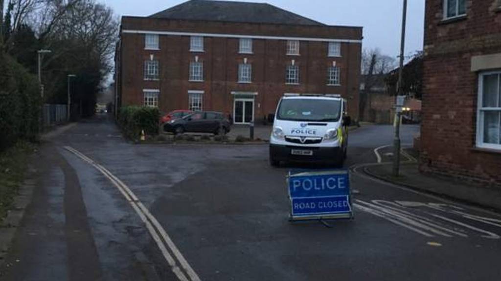 Police van on road