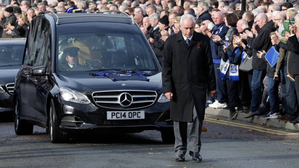 Howard Kendall funeral cortege at Goodison Park