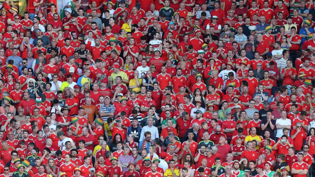 Wales fans v Russia