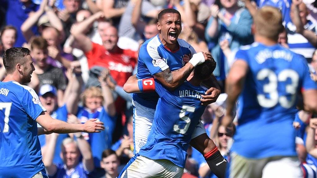 James Tavernier celebrates scoring for Rangers