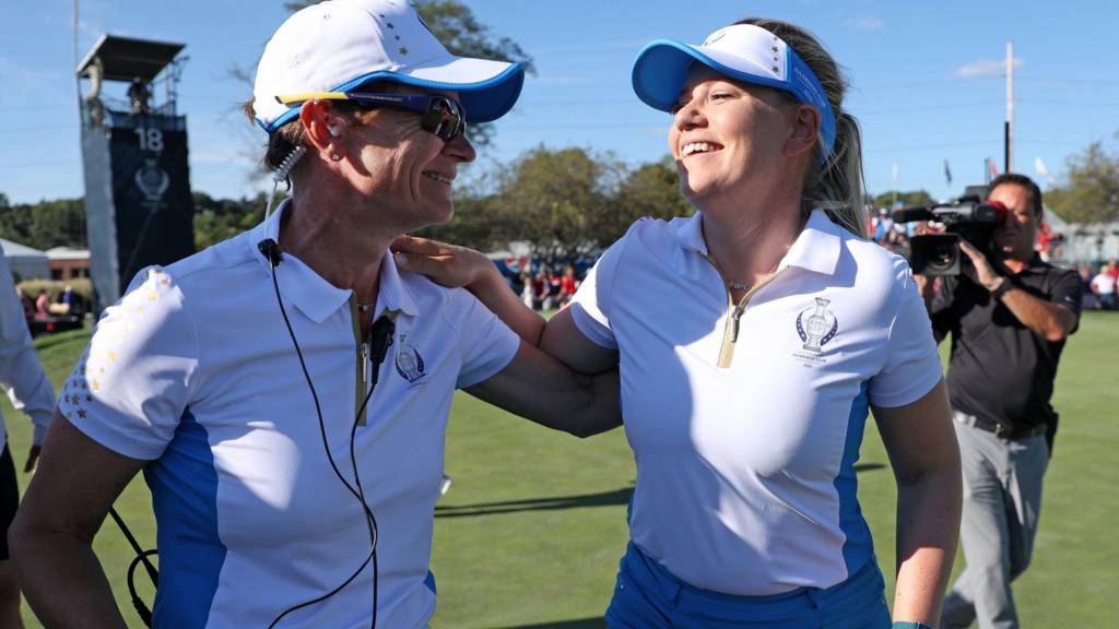 Europe captain Catriona Matthew and Matilda Castren