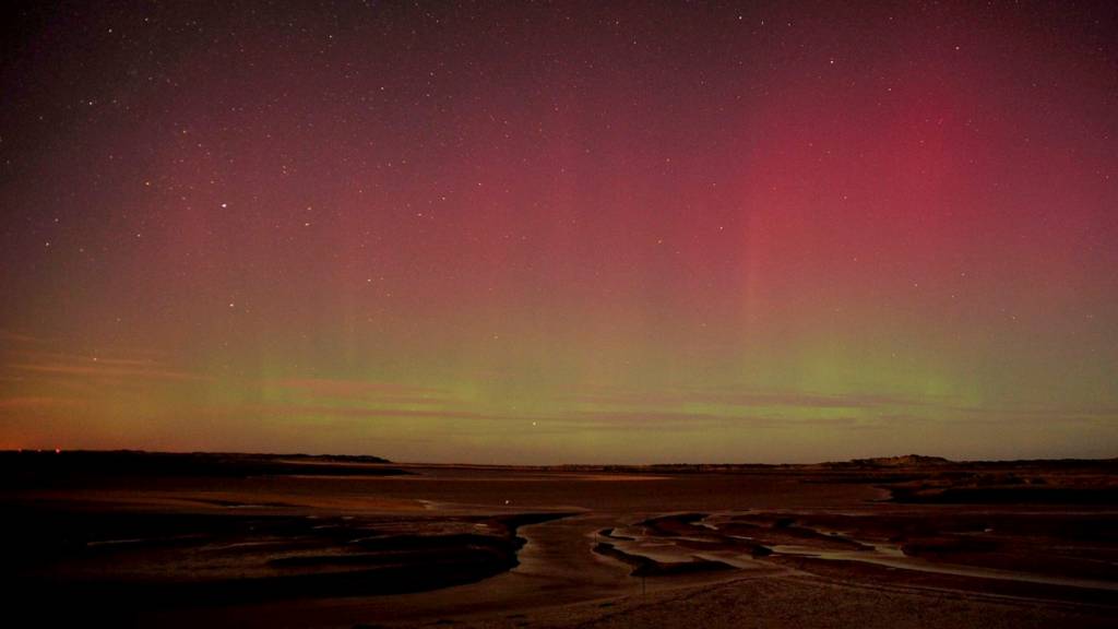 Northern Lights viewed off Norfolk coast