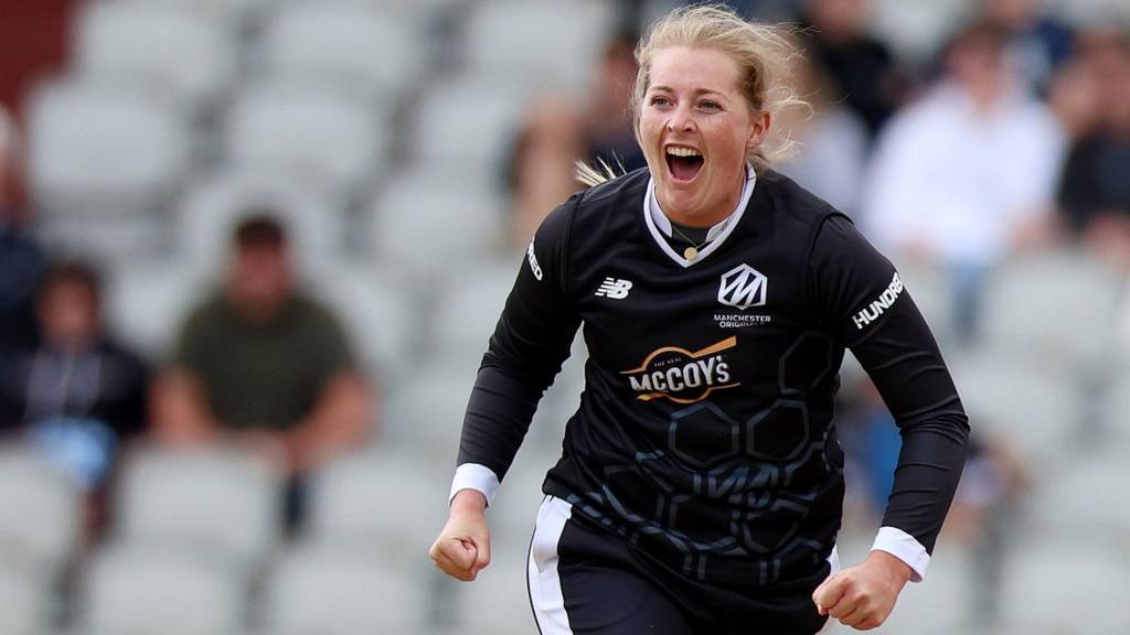 Manchester Originals spinner Sophie Ecclestone celebrates taking a wicket