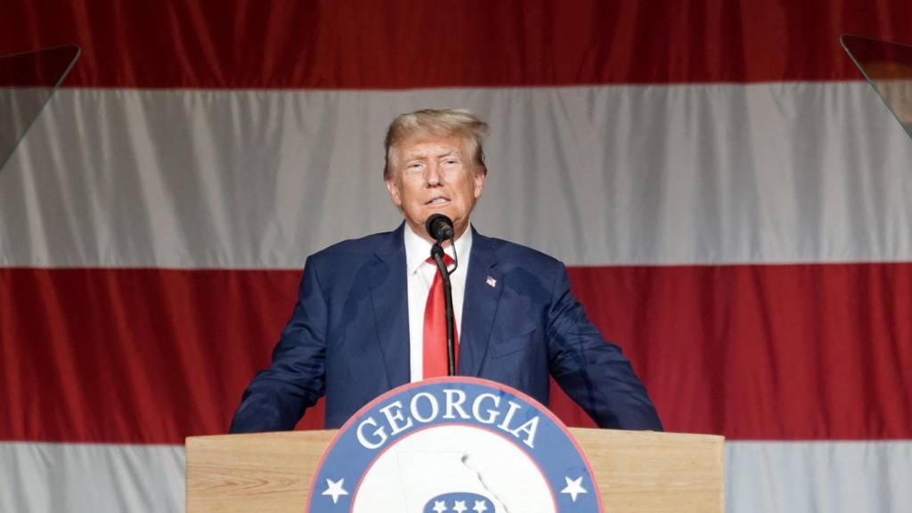 Former U.S. President and Republican presidential candidate Donald Trump speaks at the Georgia Republican Party convention in Columbus, Georgia, U.S. June 10, 2023.