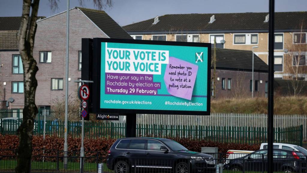 Billboard encouraging people to vote in the Rochdale by-election (file pic)