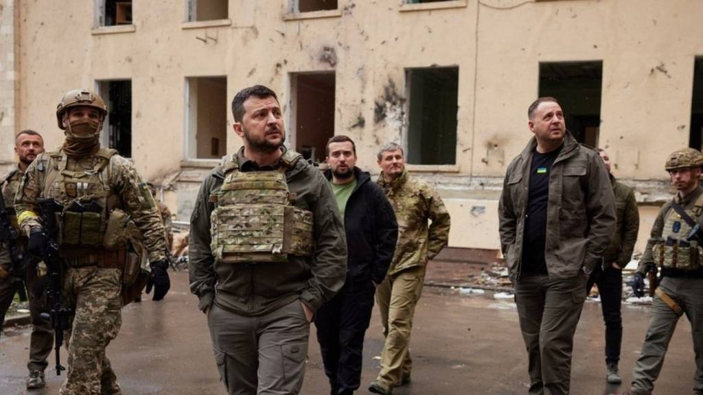 Ukraine war latest news: Zelensky visits troops in Kharkiv region - BBC News