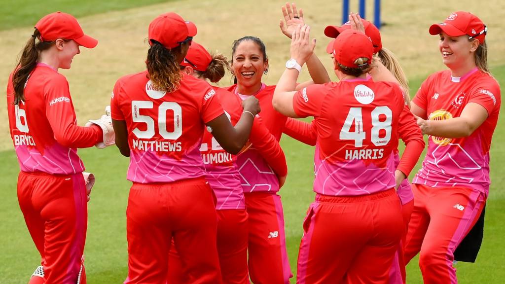 Welsh Fire players celebrate a wicket