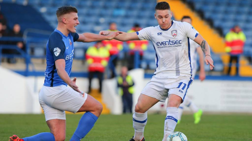 Action from Coleraine against Glenavon